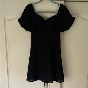 Chic Black Puff Sleeve Mini Dress